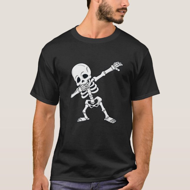 Camiseta Dabbing Skeleton Halloween Engraçado Dab (Frente)