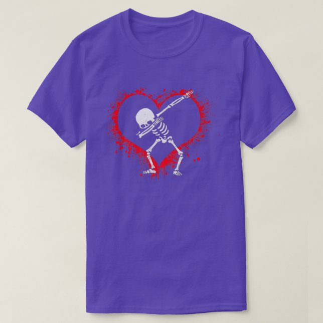 Camiseta Dabbing Skeleton Kids Heart Dab Boys (Frente do Design)
