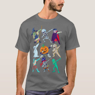Camiseta Dabbing Skeleton Monsters Dia de as Bruxas engraça