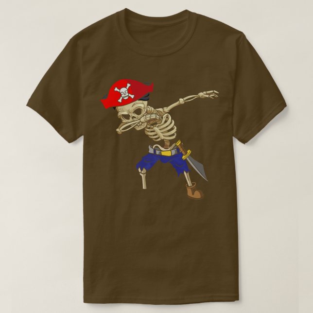 Camiseta Dabbing Skeleton Pirate Funny Tee Pirate Costume P (Frente do Design)