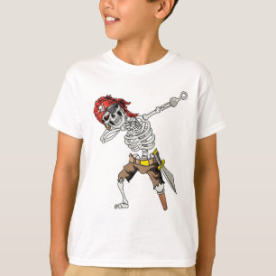 Camiseta Dabbing Skeleton Pirate Halloween Kids Jolly Roger
