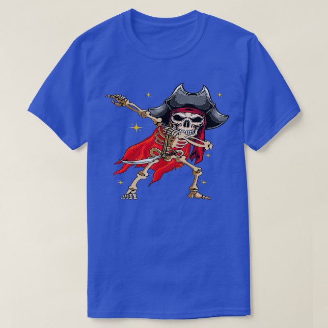 Camiseta Dabbing Skeleton Pirate Halloween Kids Jolly Roger (Frente do Design)