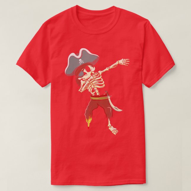 Camiseta Dabbing Skeleton Pirate Halloween Oferece Crianças (Frente do Design)