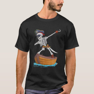 Camiseta Dabbing Skeleton Pirate Halloween Spooky Jolly