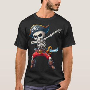 Camiseta Dabbing Skeleton Pirate Kids Halloween Pirate