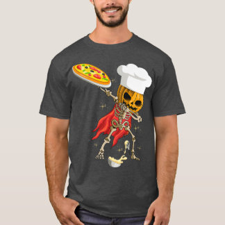 Camiseta Dabbing Skeleton pizza chef Halloween Scary Pumpki