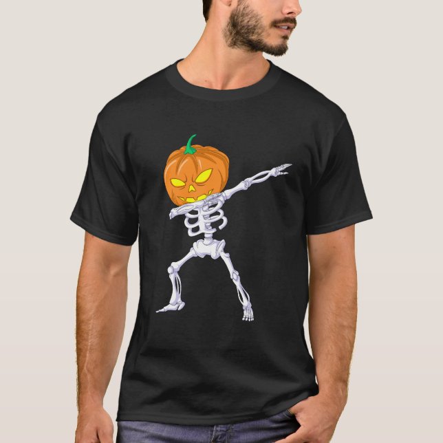 Camiseta Dabbing Skeleton Pumpkin (Frente)
