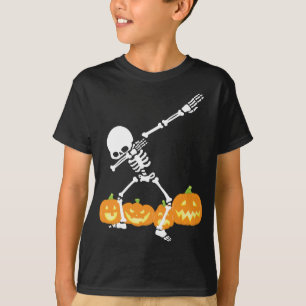 Camiseta Dabbing Skeleton Pumpkin Field Halloween Spooky
