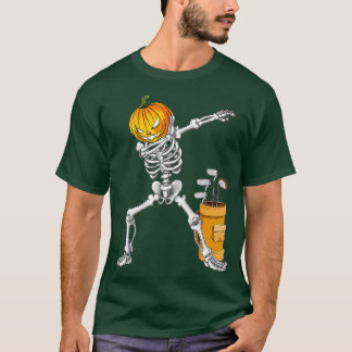 Camiseta Dabbing Skeleton Pumpkin Golf Halloween Costume Gi