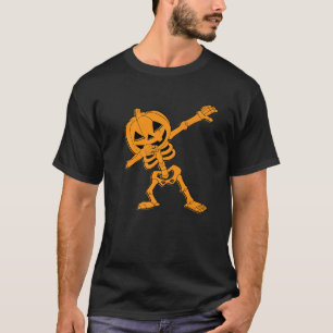 Camiseta Dabbing Skeleton Pumpkin Halloween Men Dab Dance C