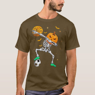 Camiseta Dabbing Skeleton Pumpkin Soccer Halloween Boys Gir