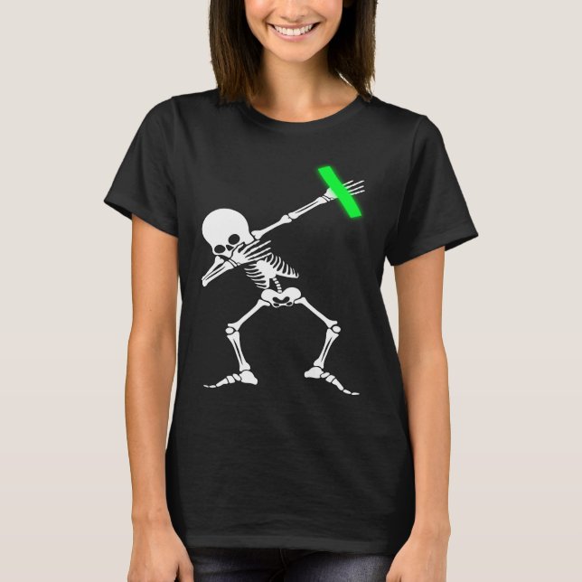 Camiseta Dabbing Skeleton Rave Dance Party Music (Frente)
