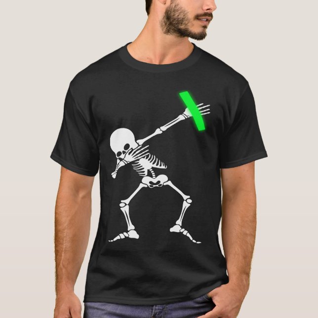 Camiseta Dabbing Skeleton Rave Dance Party Music (Frente)