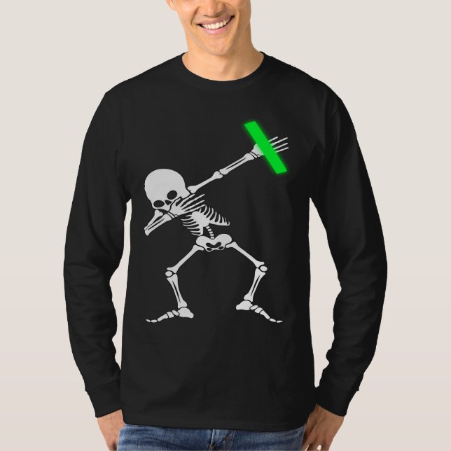 Camiseta Dabbing Skeleton Rave Dance Party Music (Frente)