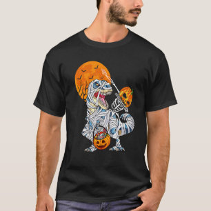 Camiseta Dabbing Skeleton Riding Mummy Dinosaur T Rex Hallo