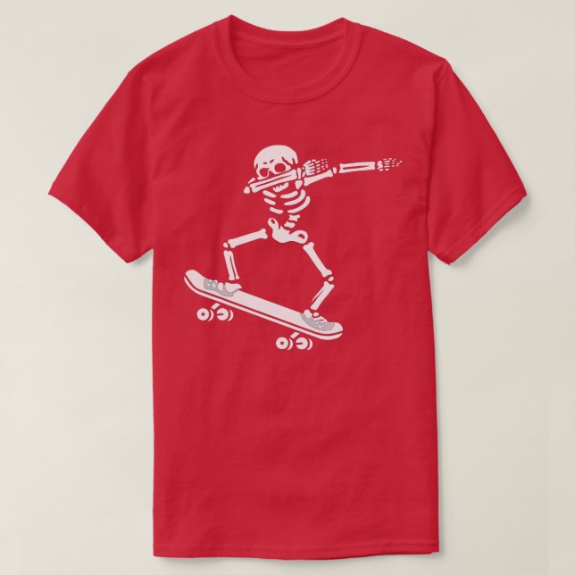 Camiseta Dabbing Skeleton Skateboard Costume Funny Hallowee (Frente do Design)