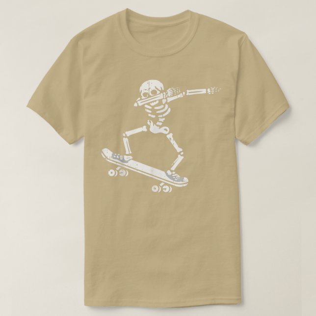 Camiseta Dabbing Skeleton Skateboard Costume Funny Hallowee (Frente do Design)