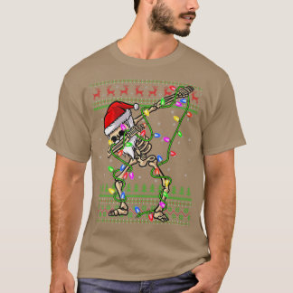 Camiseta Dabbing Skeleton Xmas Luzes Feias Papais noeis Ske