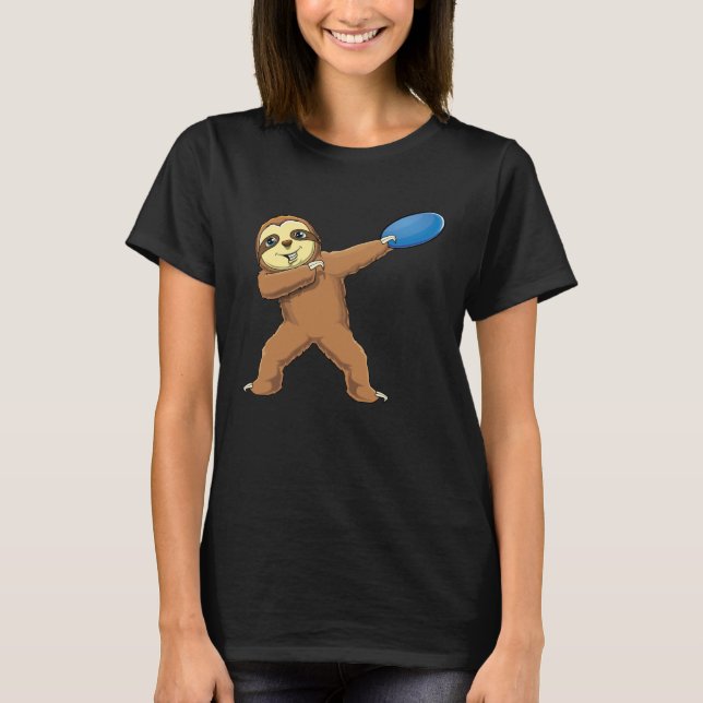Camiseta Dabbing Sloth Dab Disc Golf  Girls Womens (Frente)