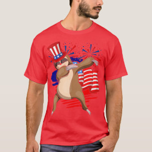 Camiseta Dabbing Sloth US Flag Amante de os animais America