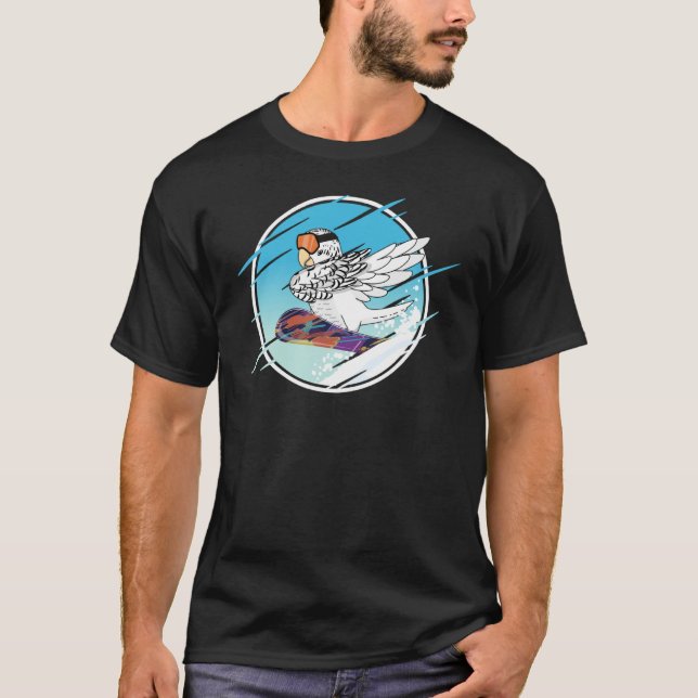 Camiseta Dabbing Snowboard Parrot I White Budgie Budgerigar (Frente)