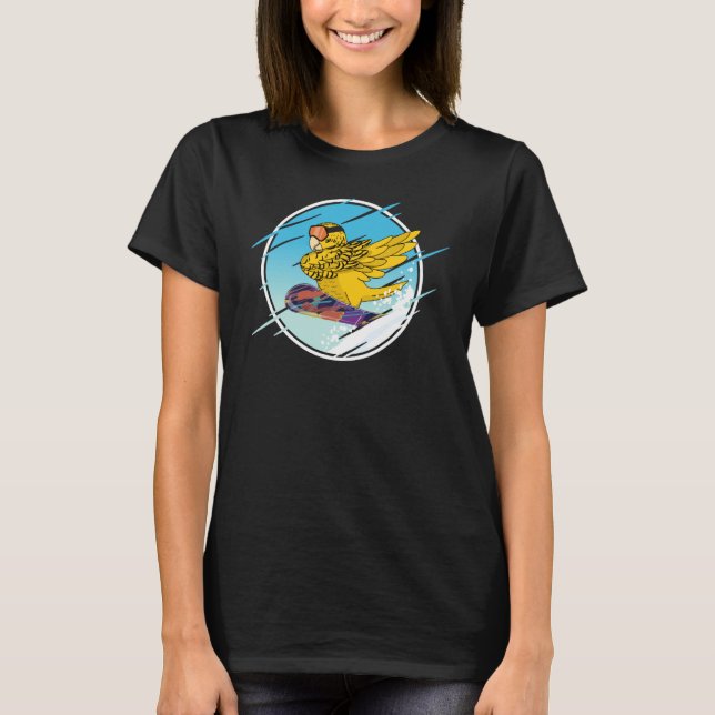 Camiseta Dabbing Snowboard Parrot I Yellow Lutino Budgie Bu (Frente)