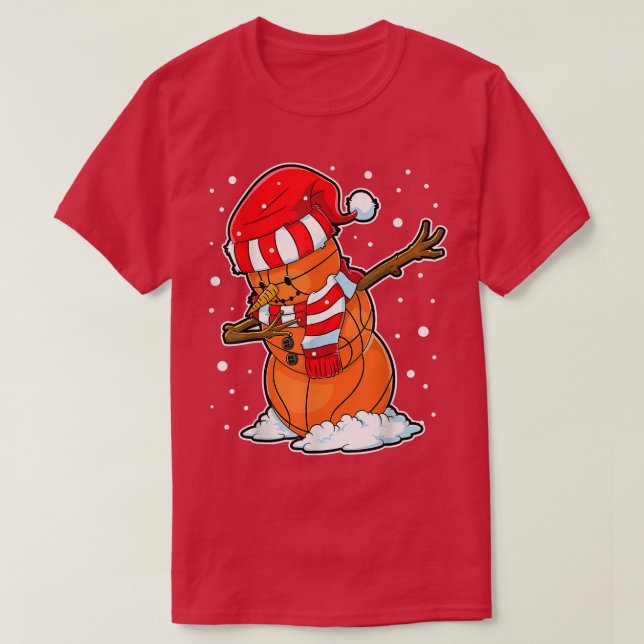 Camiseta Dabbing Snowman Basball Ball Papais noeis de Natal (Frente do Design)
