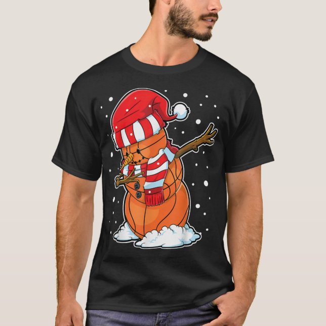 Camiseta Dabbing Snowman Basball Ball Papais noeis de Natal (Frente)