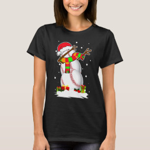 Camiseta Dabbing Snowman Baseball Papais noeis de Natal Paj