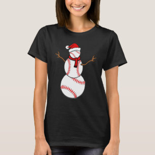 Camiseta Dabbing Snowman Baseball Papais noeis de Natal Paj