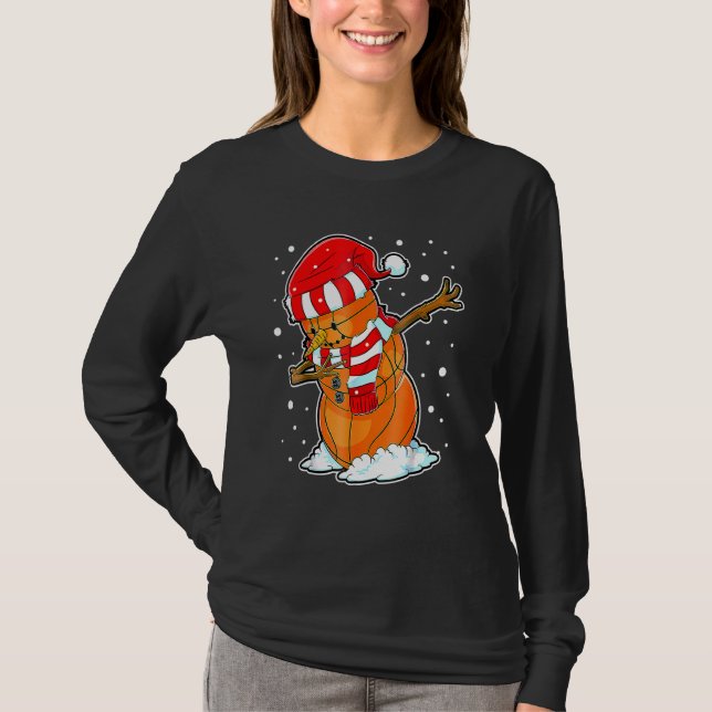 Camiseta Dabbing Snowman Basketball Ball Christmas Santa Bo (Frente)