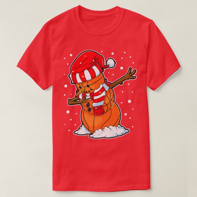 Camiseta Dabbing Snowman Basketball Ball Christmas Santa Bo (Frente do Design)