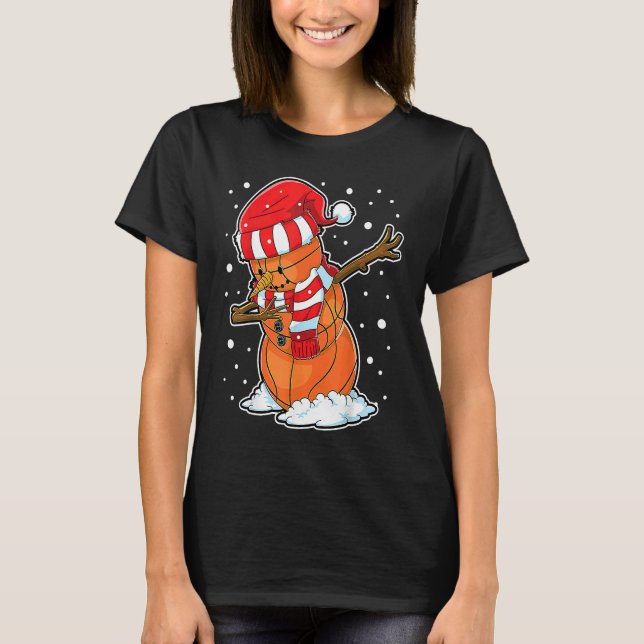 Camiseta Dabbing Snowman Basketball Ball Christmas Santa Bo (Frente)