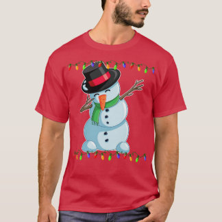 Camiseta Dabbing Snowman Christmas Lights Dab Engraçado Sno