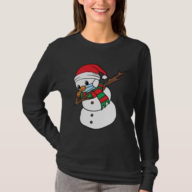 Camiseta Dabbing Snowman Mask Xmas Dab Christmas Santa (Frente)