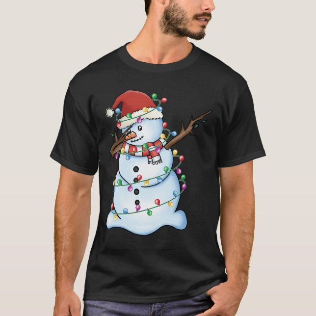 Camiseta Dabbing Snowman Papai noel Natal Engraçado Xmas Ha (Frente)
