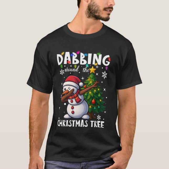 Camiseta Dabbing Snowman Santa Squad Christmas Tree Boys Me (Frente)