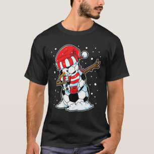Camiseta Dabbing Snowman Soccer Ball Papais noeis de Natal