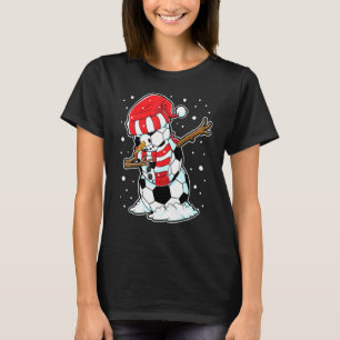 Camiseta Dabbing Snowman Soccer Ball Papais noeis de Natal 
