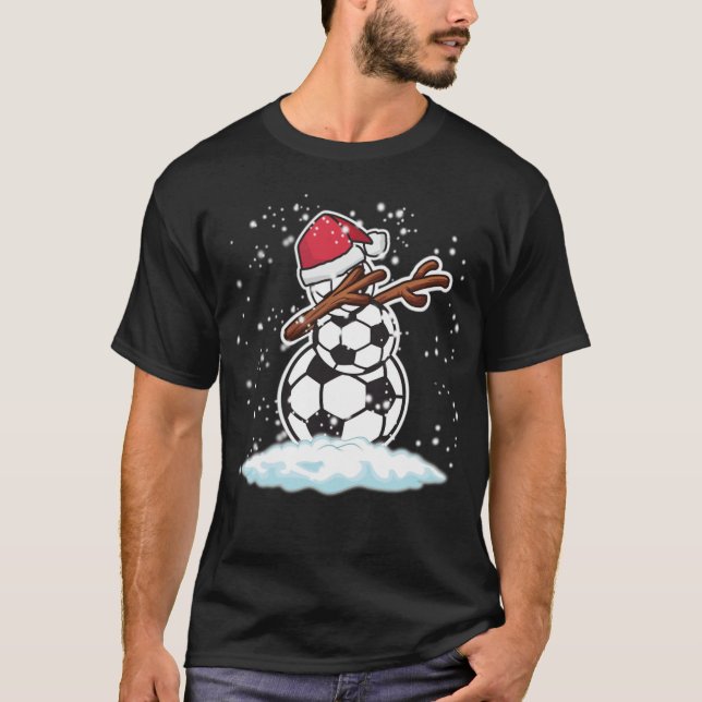 Camiseta Dabbing Snowman Soccer Christmas T mens socs (Frente)