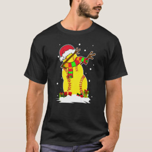 Camiseta Dabbing Snowman Softball Papais noeis Natal Paja