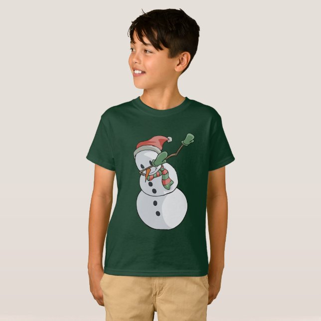 Camiseta Dabbing Snowman T-Shirt Engraçado Natal (Frente Completa)