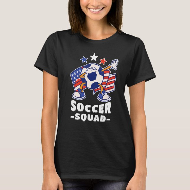 Camiseta Dabbing Soccer Ball American Flag Soccer Squad 1 (Frente)