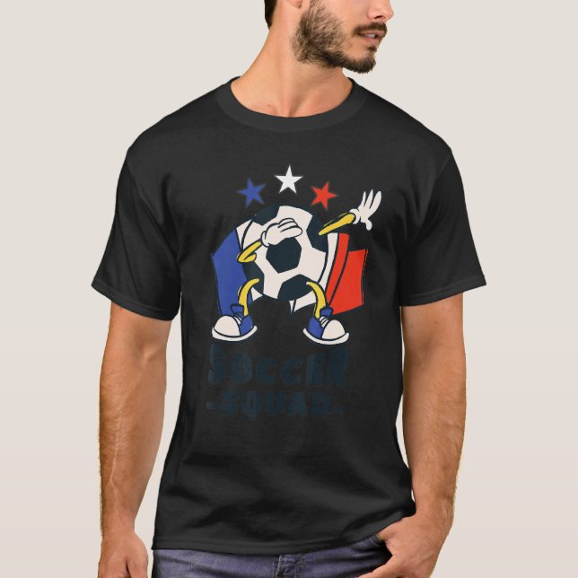 Camiseta Dabbing Soccer Ball French Flag Soccer Squad 1 (Frente)