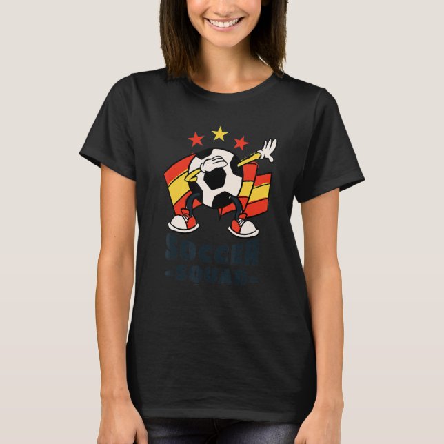 Camiseta Dabbing Soccer Ball Spanish Flag Soccer Squad (Frente)