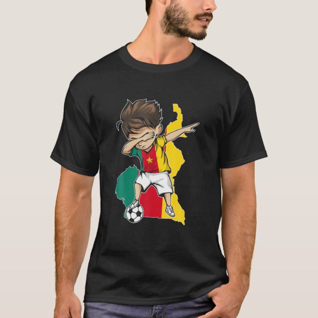 Camiseta Dabbing Soccer Boy Cameroon Jersey - Mapa dos Cama (Frente)