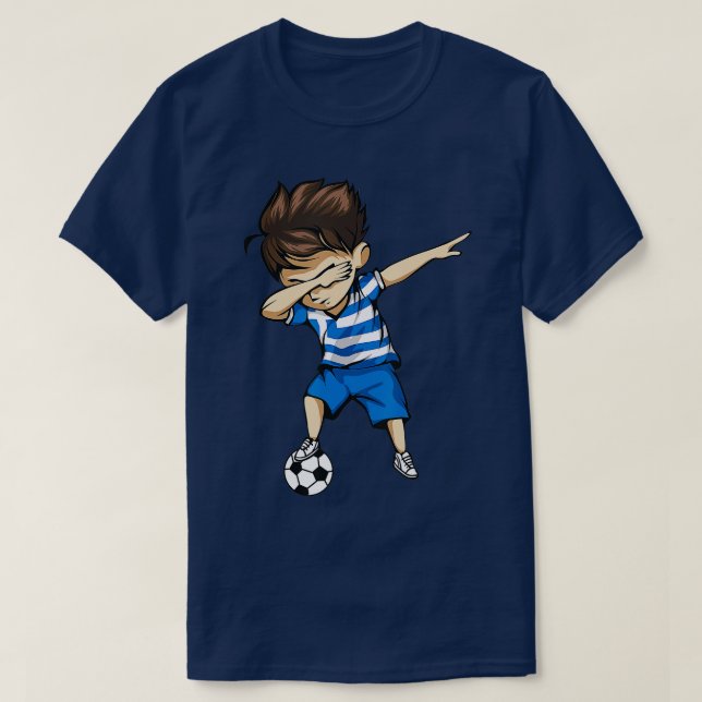 Camiseta Dabbing Soccer Boy Greece Jersey Greek Football Gi (Frente do Design)