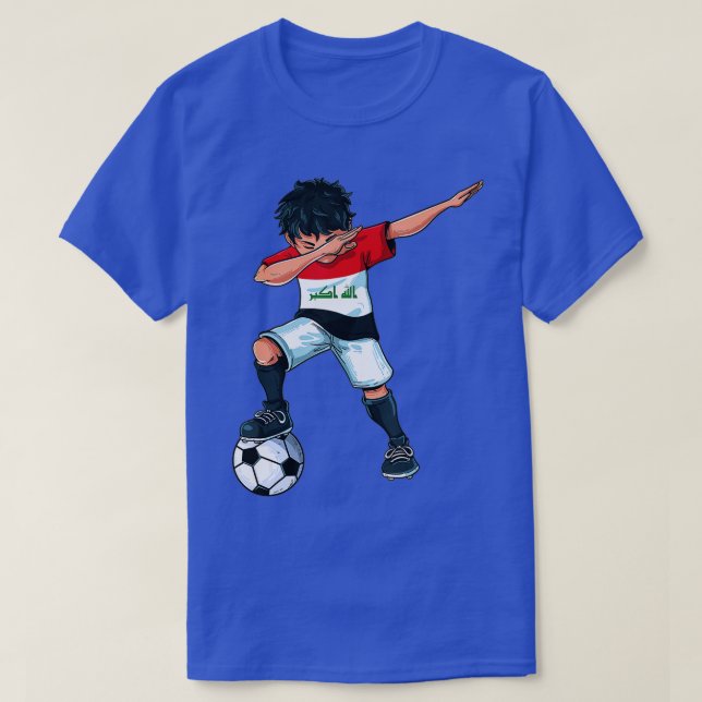 Camiseta Dabbing Soccer Boy Iraq - Iraqi Football Gift for  (Frente do Design)