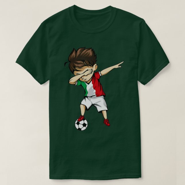 Camiseta Dabbing Soccer Boy Italy Jersey - Futebol italiano (Frente do Design)