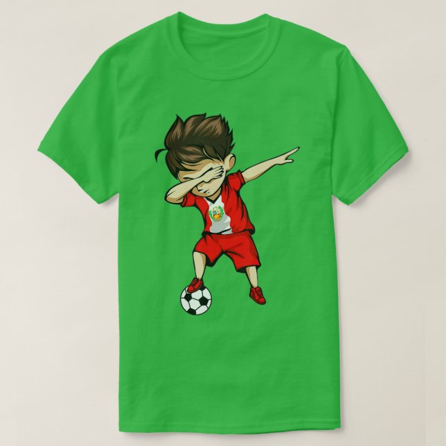 Camiseta Dabbing Soccer Boy Peru Jersey - Pegada Peruana (Frente do Design)